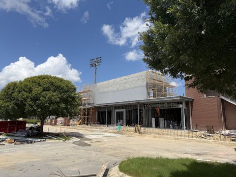 The new clubhouse addition at Clark-LeClair Stadium under construction